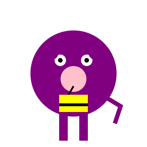 Purple Hippopotamus with Yellow Shorts - DrawGPT