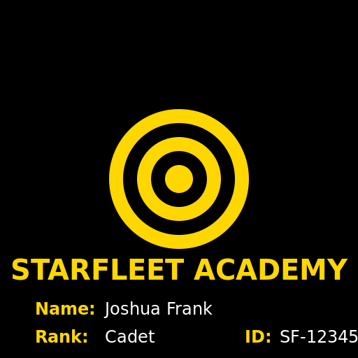 Star Trek Starfleet Academy Identification Card - Joshua Frank - DrawGPT