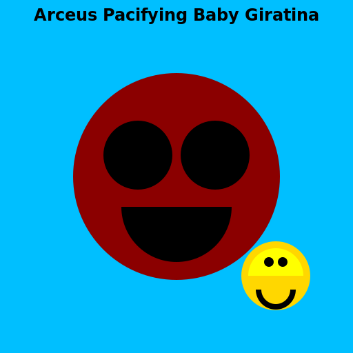 Arceus Pacifying a Cranky Baby Giratina - DrawGPT