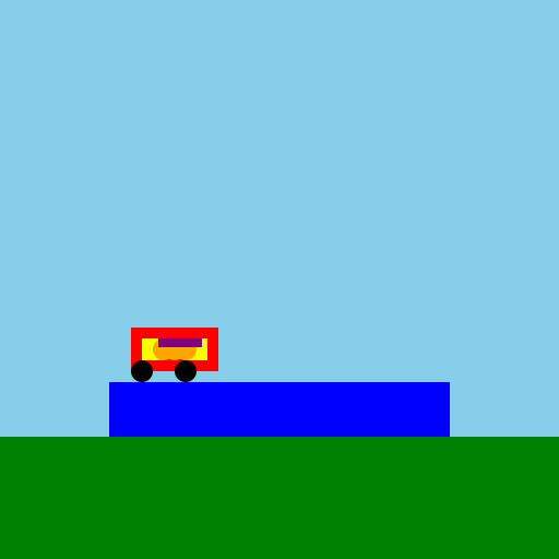 Car Jumping a Lake with Three Joyful Clowns - DrawGPT