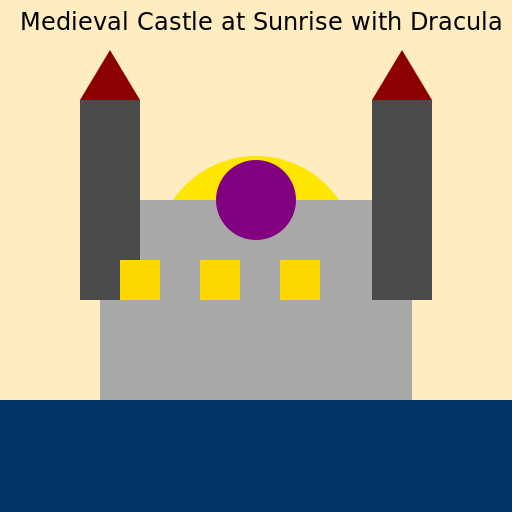 Medieval Castle at Sunrise with Dracula - DrawGPT