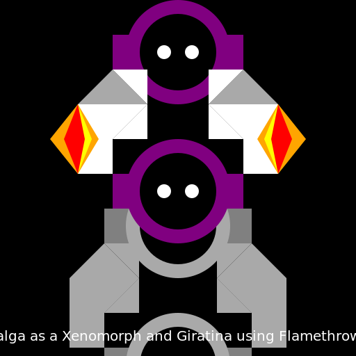 Dialga as a Xenomorph and Giratina using Flamethrower - DrawGPT