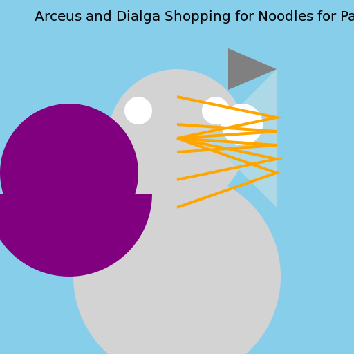 Arceus and Dialga's Noodle Shopping Adventure for Palkia - DrawGPT