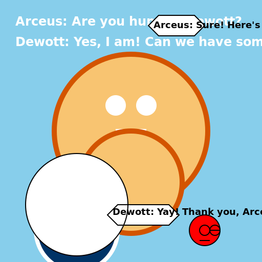 Arceus talking to a hungry Dewott - DrawGPT