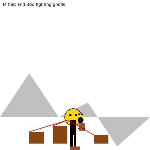 MINSC and Boo fighting gnolls by snow-capped mountains - DrawGPT