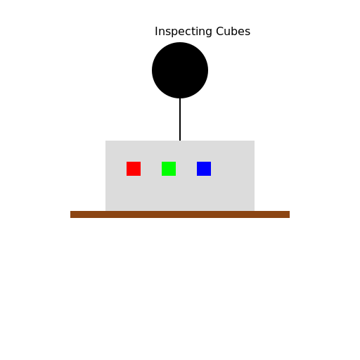 Man Inspecting Small Cubes on a Table - DrawGPT