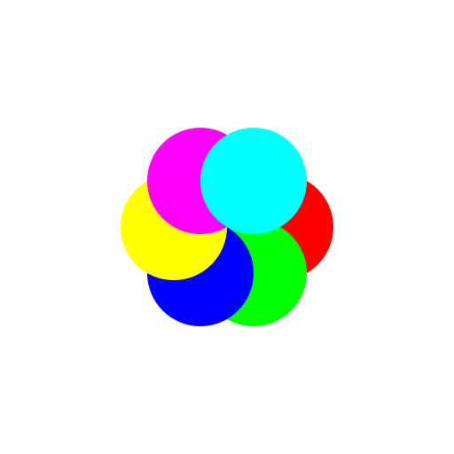 Hexágono de Círculos Coloridos - DrawGPT