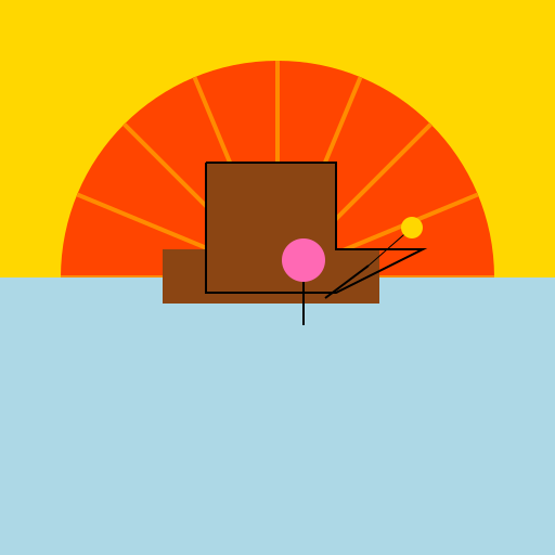 Sunset with a Man Fishing in a Boat - DrawGPT