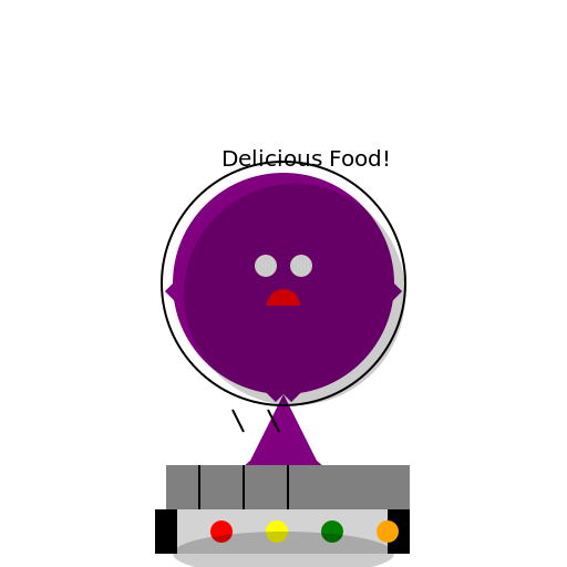 AD for Soochi - Purple-haired Man Selling Food - DrawGPT