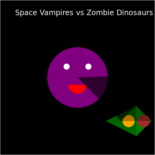 Space Vampires vs Zombie Dinosaurs in 3D - DrawGPT