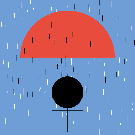 Man Throwing Umbrella to Get Wet in Rain - DrawGPT