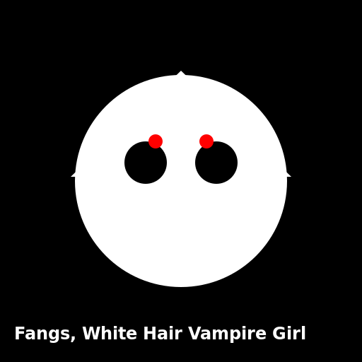 Fangs, white hair vampire girl - DrawGPT