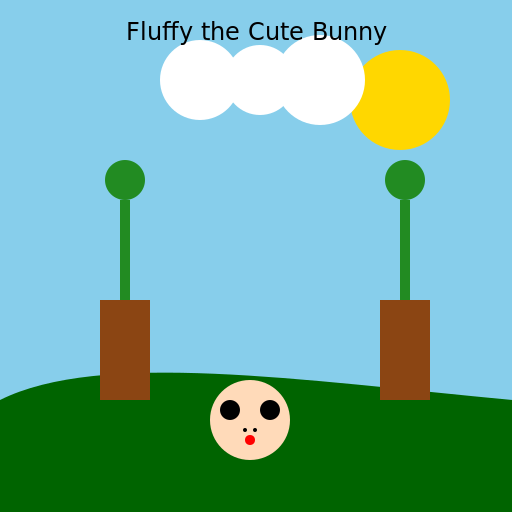 Peaceful Landscape with Fluffy the Cute Bunny - DrawGPT