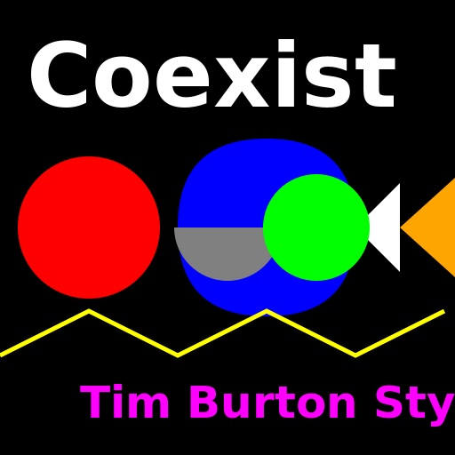 Coexist Tim Burton Style - DrawGPT
