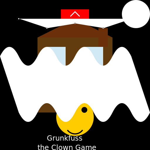 Grunkfuss the Clown Game Logo - Help Grunkfuss Escape the Haunted House - DrawGPT