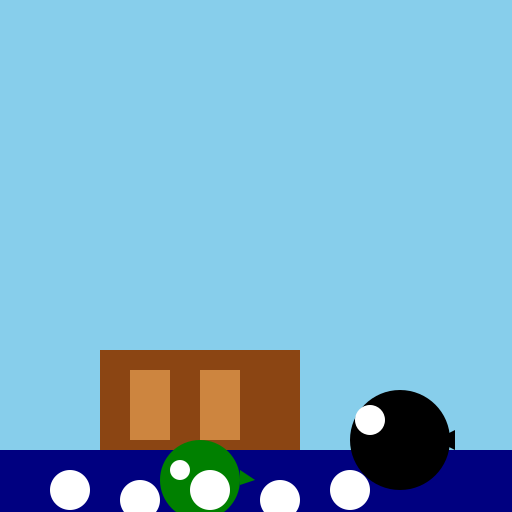 Orca and Sea Turtle Swimming with a Small Island in the Background - DrawGPT