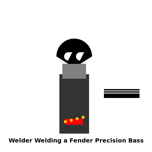 A Welder Welding a Fender Precision Bass - DrawGPT