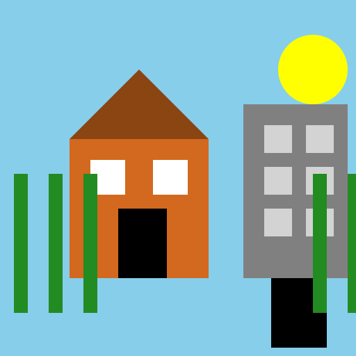 Old House with a Modern Building - DrawGPT