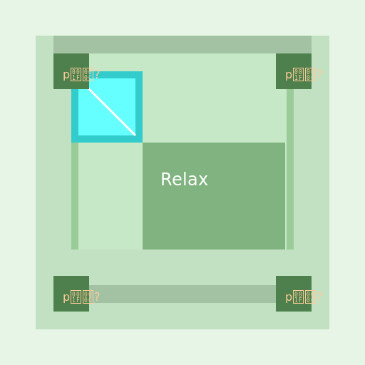 A Calm Green Room with Bean Bag Massage Chair and Indoor Fountain - DrawGPT