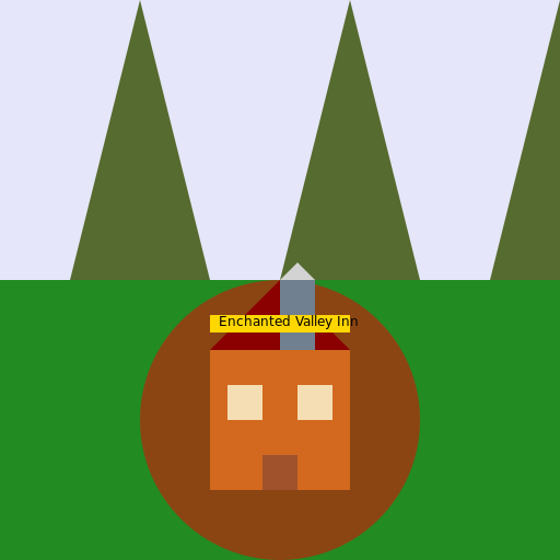 Enchanted Valley Inn in Misty Pine Tree Forest - DrawGPT