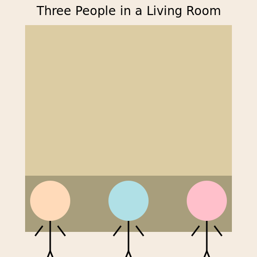 Realistic Sketch of Three People in a Living Room - DrawGPT