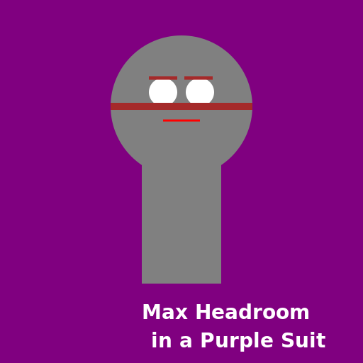 Max Headroom in a Purple Suit with Brown Hair - DrawGPT