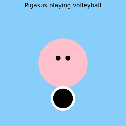 Pigasus playing volleyball - DrawGPT