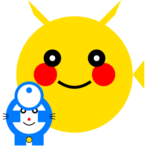 Pikachu and Doraemon having a playful adventure - DrawGPT