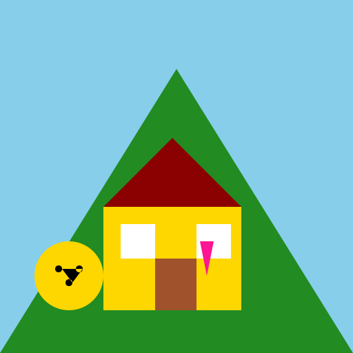 Goldendoodle with a Tulip on a Hill with a Farm on a Hill - DrawGPT