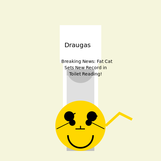 Fat Cat Reading Draugas Newspaper on Toilet - DrawGPT