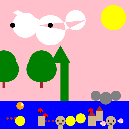 Sunset with red, orange, pink sky over waves crashing into palm tree - DrawGPT