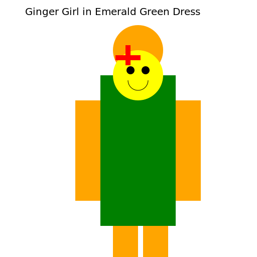 Ginger Girl in Emerald Green Dress - DrawGPT