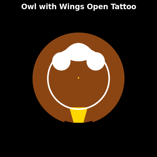 Owl with Wings Open Tattoo Design - DrawGPT