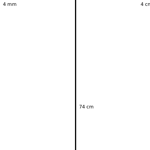 74cm Long, 4mm Thick, 4cm Wide at the Shoulders - DrawGPT