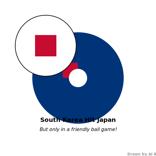 South Korea and Japan Countryballs Clash - DrawGPT