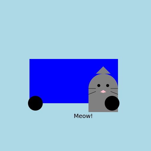 Grey Cat Driving a Blue Ford Mach-E - DrawGPT