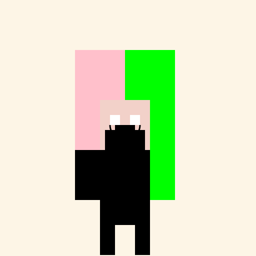 Anime Metalhead Shy Girl with Green and Pink Hair Holding a Camera - DrawGPT