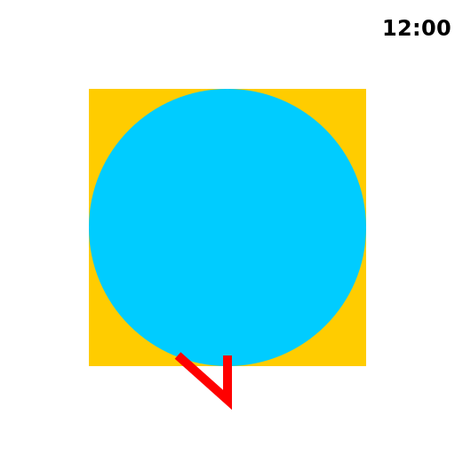 Square to Circle with Guiding Arrow and Time Clock - DrawGPT