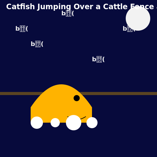 Catfish Jumping Over a Cattle Fence at Night - DrawGPT
