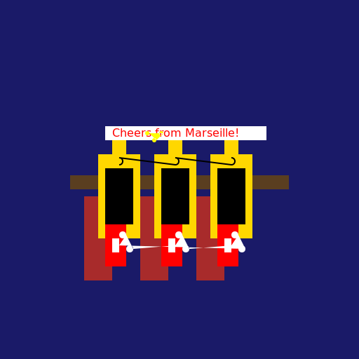 Friends Drinking at a Bar in Marseille, France - DrawGPT