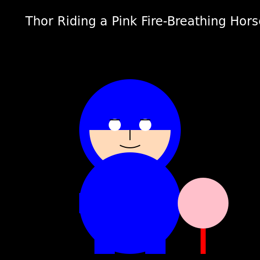 Thor Riding a Pink Fire-Breathing Horse with Short Hair - DrawGPT