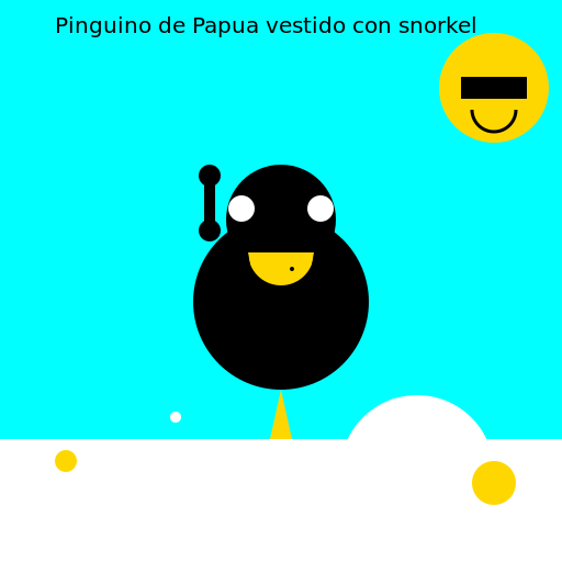 Pinguino de Papua vestido con snorkel - DrawGPT