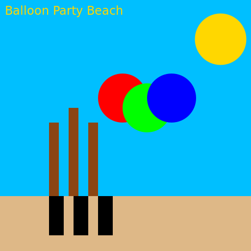 Balloon Party Beach - DrawGPT