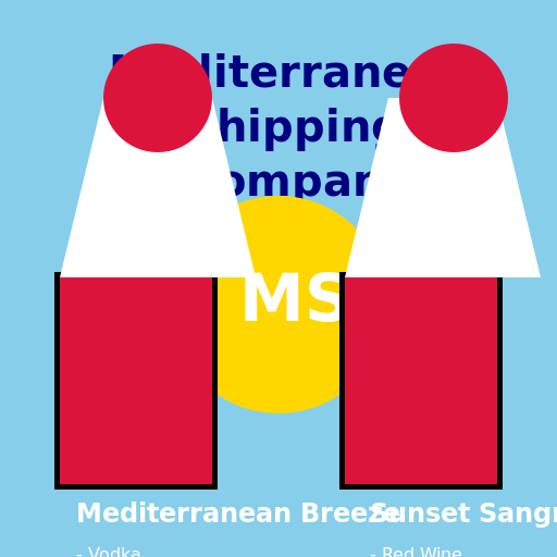 Cocktail Menu with Mediterranean Shipping Company Style - DrawGPT