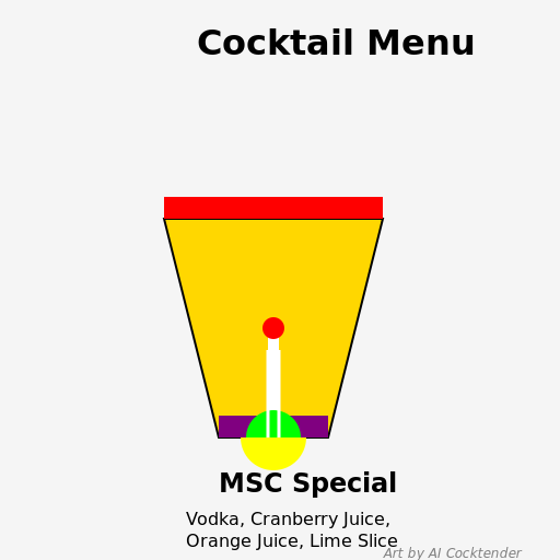 Cocktail Menu by Mediterranean Shipping Company - DrawGPT