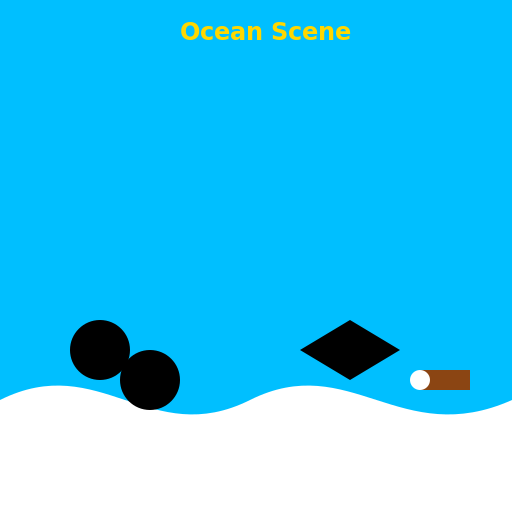 Ocean Scene with Dolphins, Killer Whale, and a Goat on a Surfboard - DrawGPT