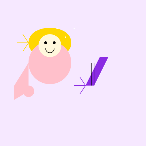 Blonde Girl with Flowing Hair and Purple Hammer - DrawGPT