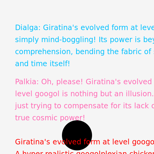 Dialga and Palkia's opinions on Giratina's evolved form at level googol - DrawGPT