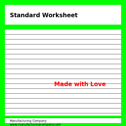 Green Standard Worksheet of a Manufacturing Company - DrawGPT