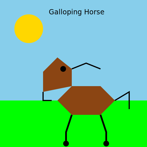 Horse Galloping in the Meadow - DrawGPT